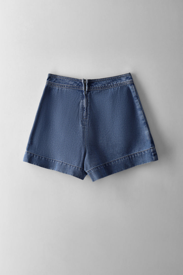 Girls Wrap Denim Skort - Light Blue