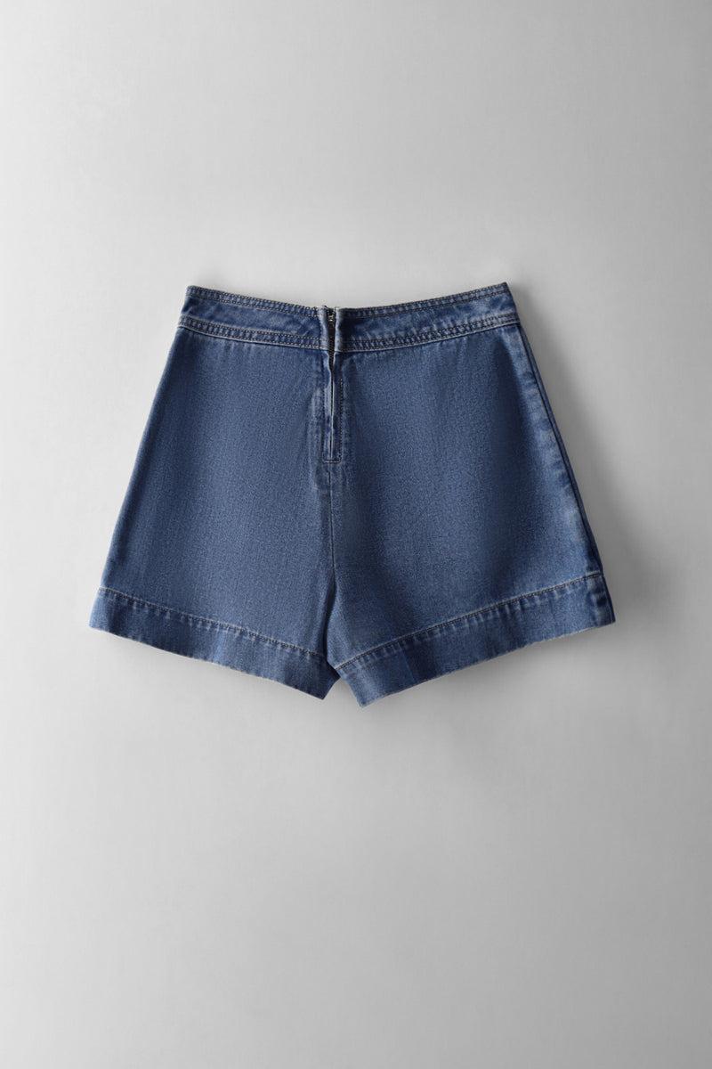Girls Wrap Denim Skort - Light Blue