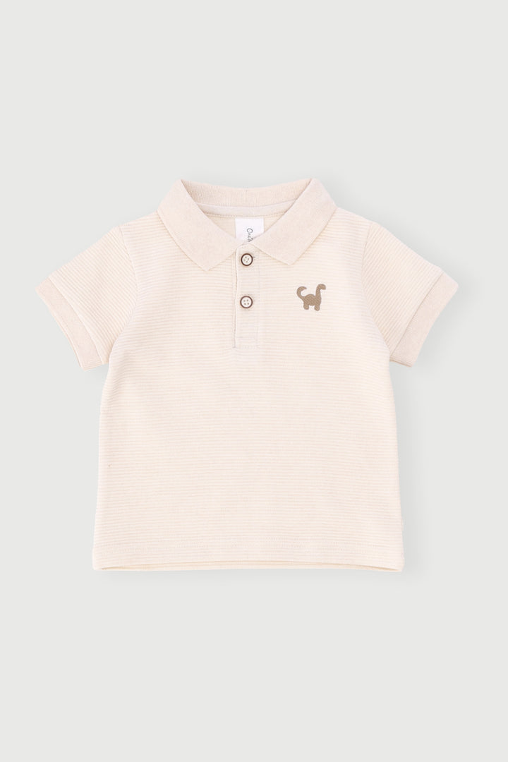 Baby Boys Textured Golfer - Mid Beige