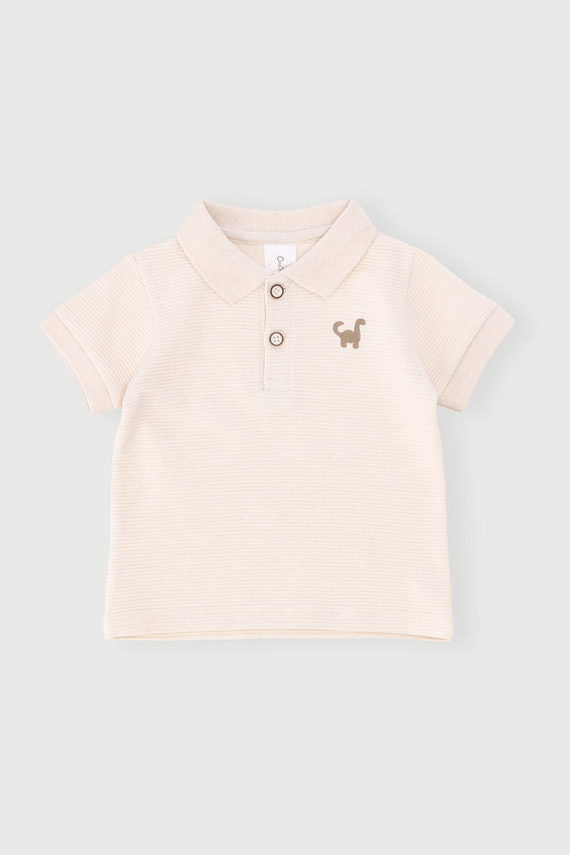 Baby Boys Textured Golfer - Mid Beige