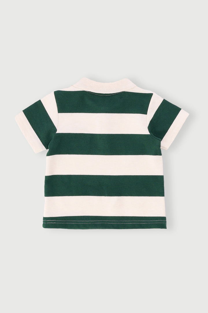 Baby Boys Short Sleeve Stripe Golfer Jersey - Fatigue