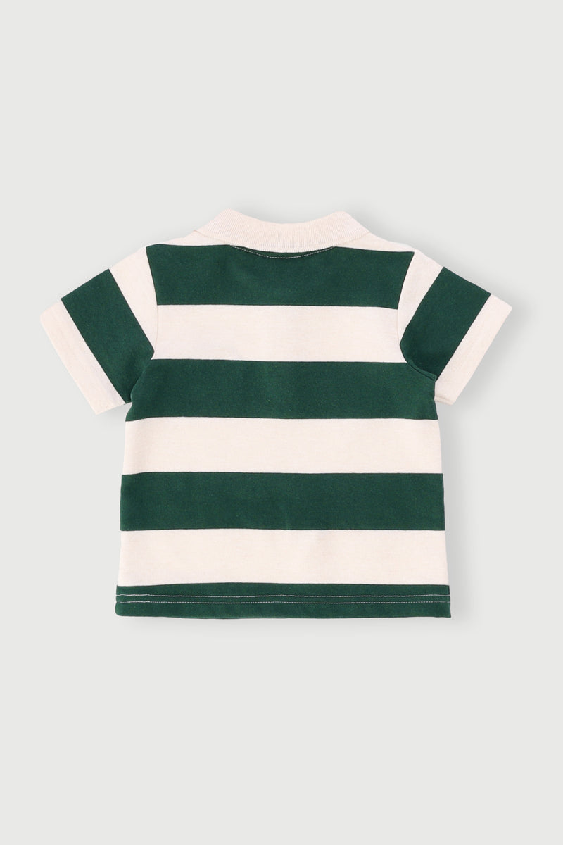 Baby Boys Short Sleeve Stripe Golfer Jersey - Fatigue