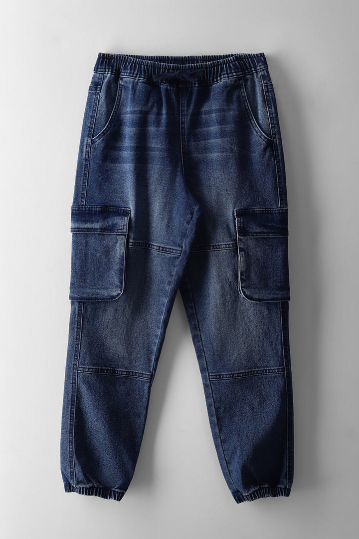 Boys Denim Cargo Jogger - Blue