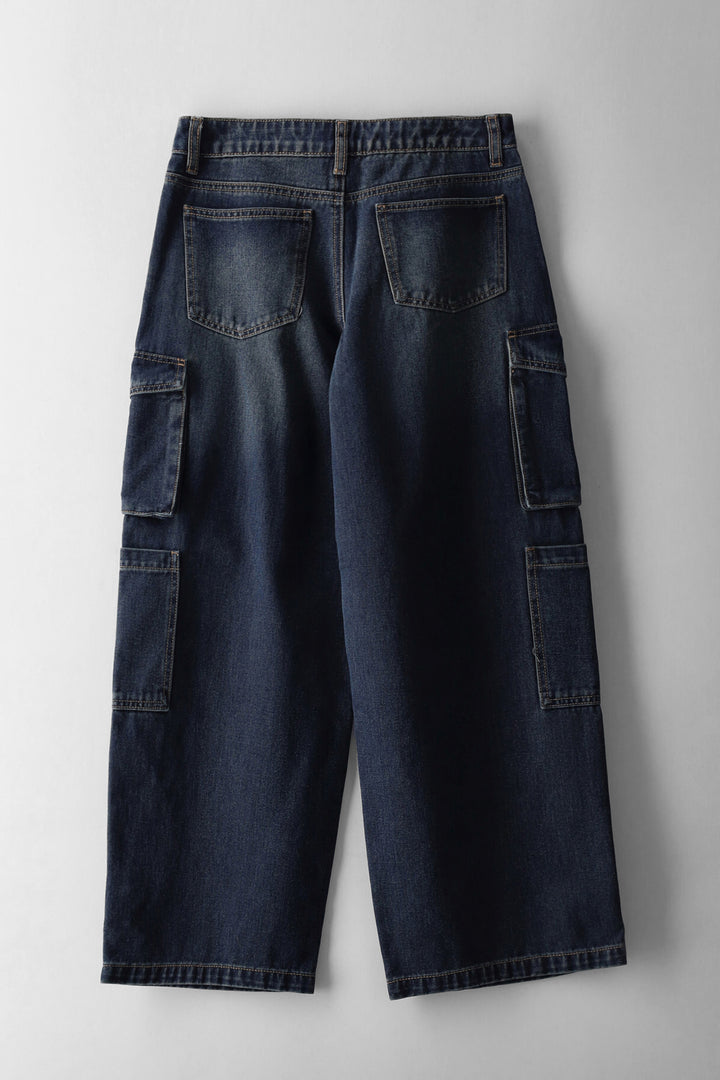 Girls Multi Pocket Cargo Denim - Tea Stain