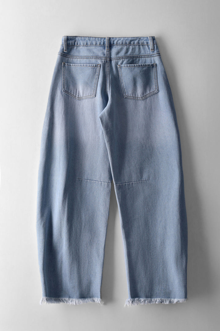 Girls Abrasion Balloon Denim - Light Blue