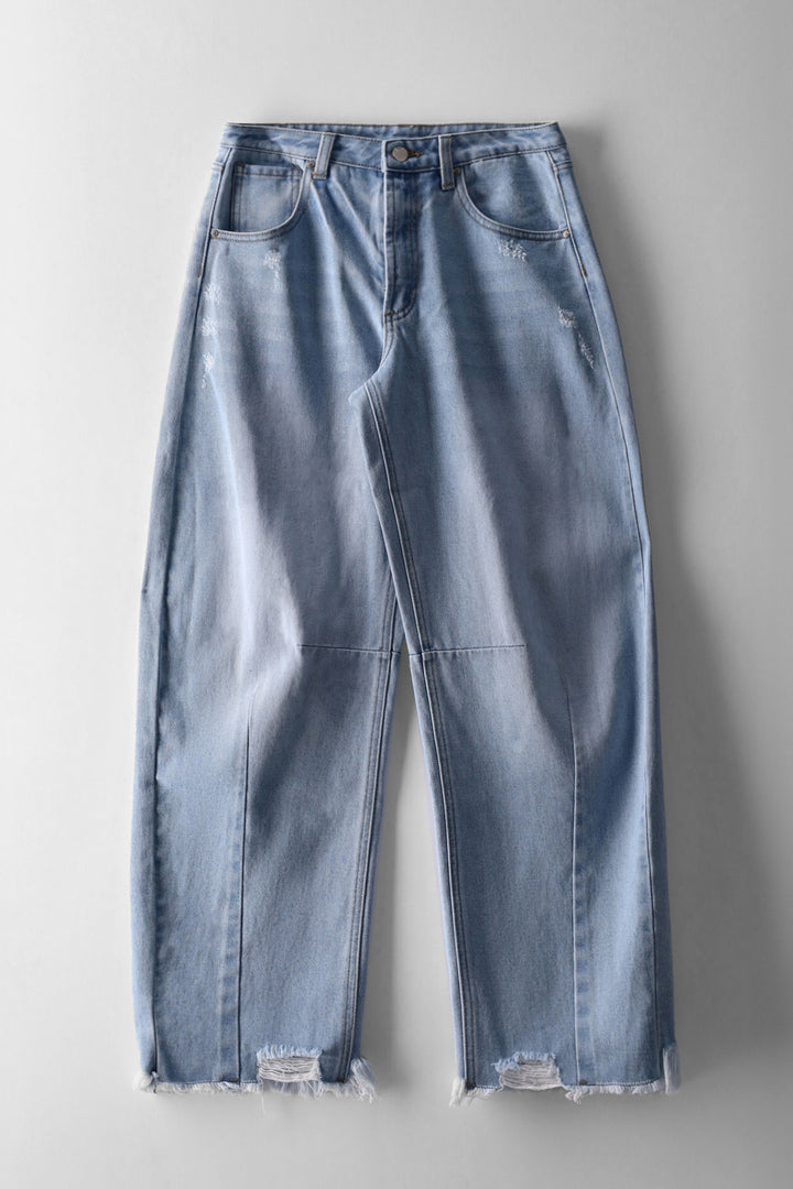 Girls Abrasion Balloon Denim - Light Blue