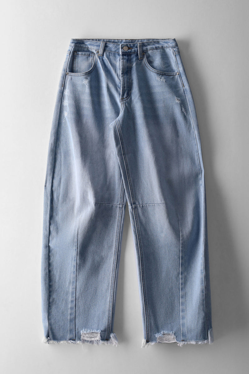 Girls Abrasion Balloon Denim - Light Blue