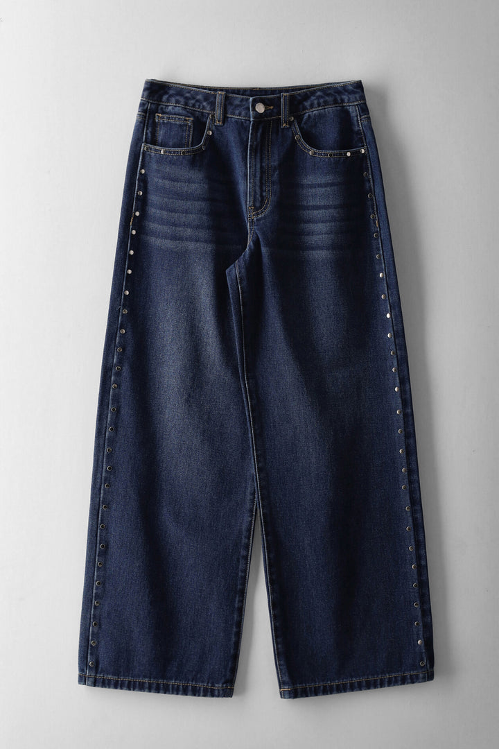 Girls Detailed Side Stud Denim Jean - Blue