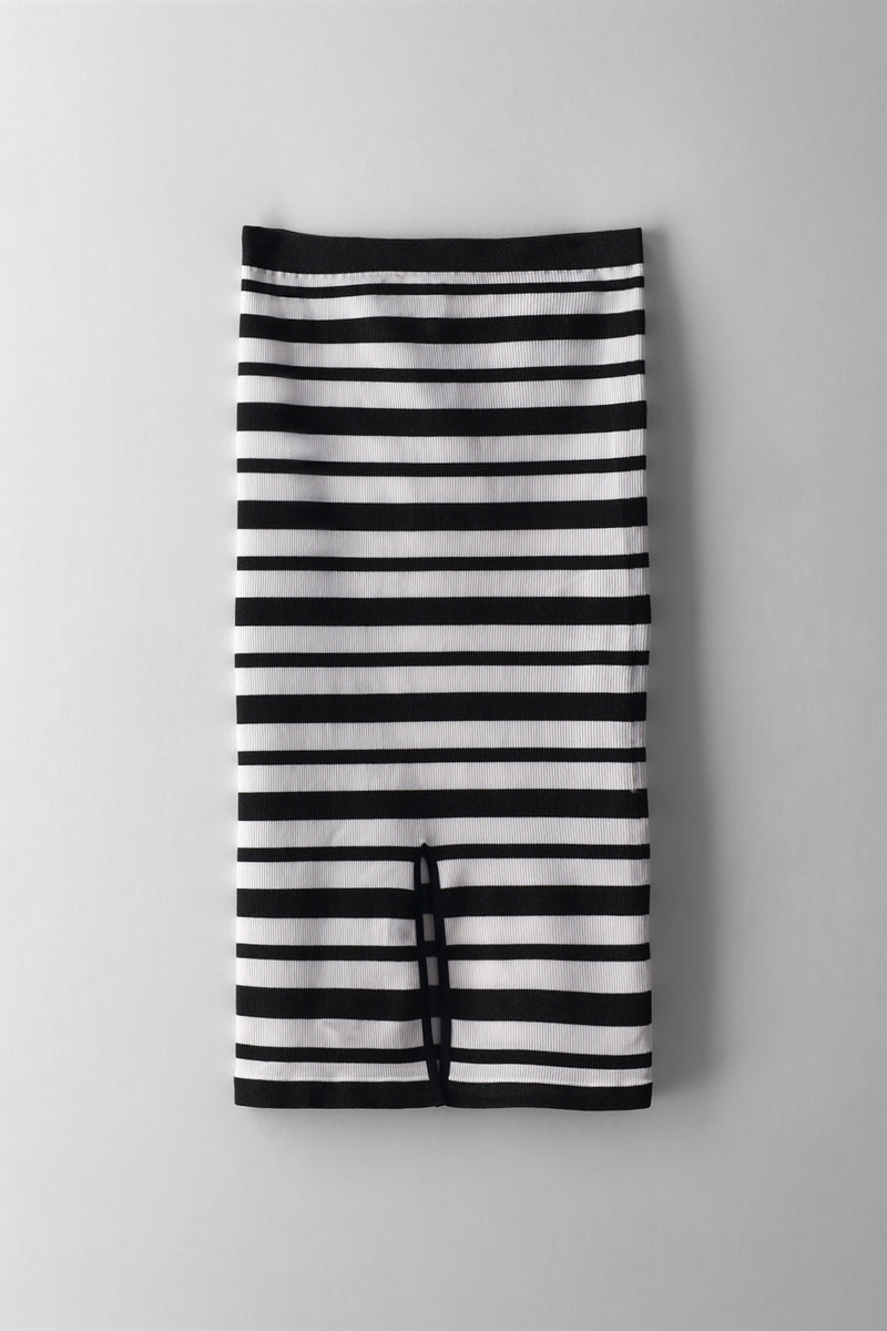 Girls Stripe Midi Skirt  - Black/Cream