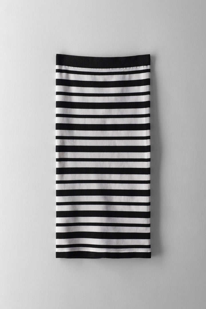 Girls Stripe Midi Skirt  - Black/Cream