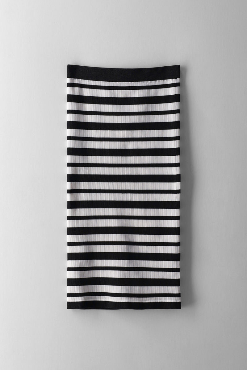 Girls Stripe Midi Skirt  - Black/Cream