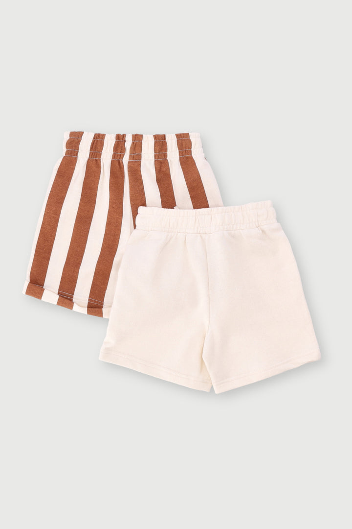 Baby Boys 2 Pack Dino Knit Short - Rust/Cream