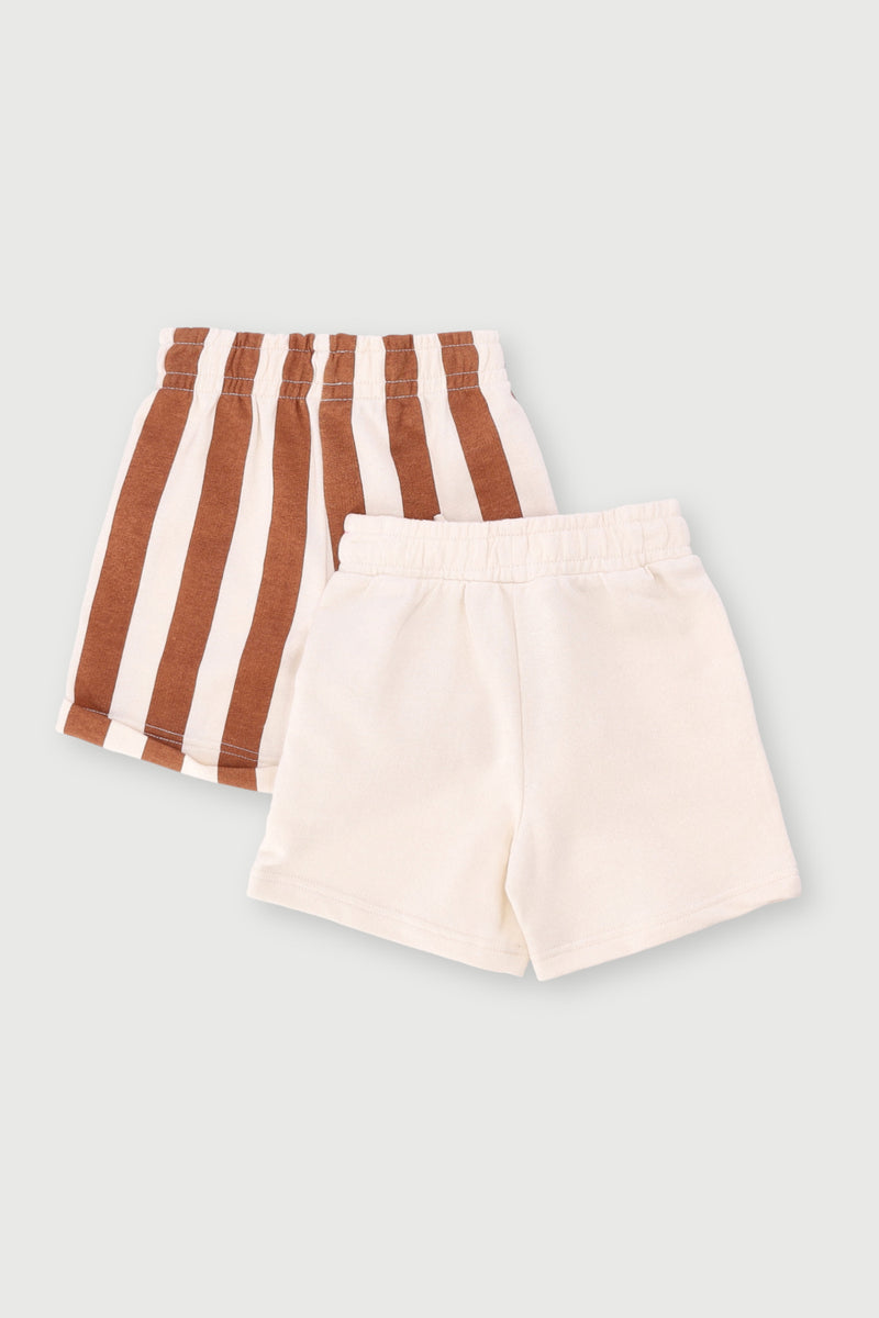 Baby Boys 2 Pack Dino Knit Short - Rust/Cream