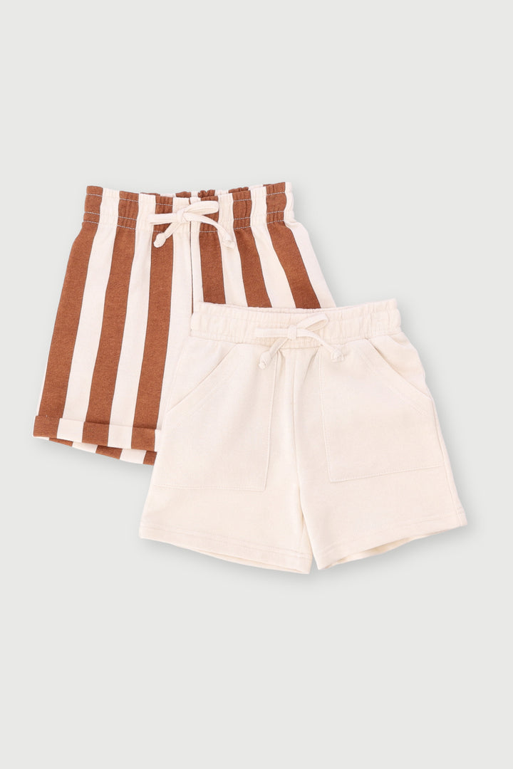 Baby Boys 2 Pack Dino Knit Short - Rust/Cream