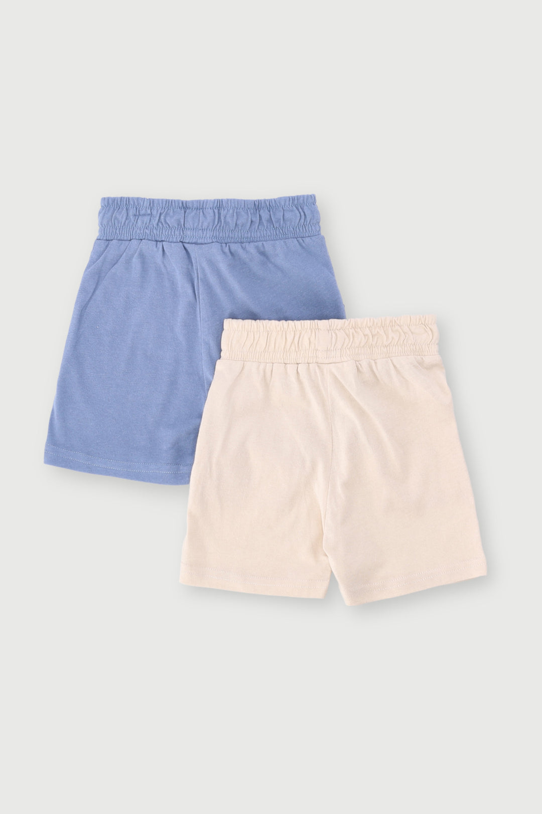 Baby Boys 2 Pack Bear Badge Knit Short - Stone/Blue
