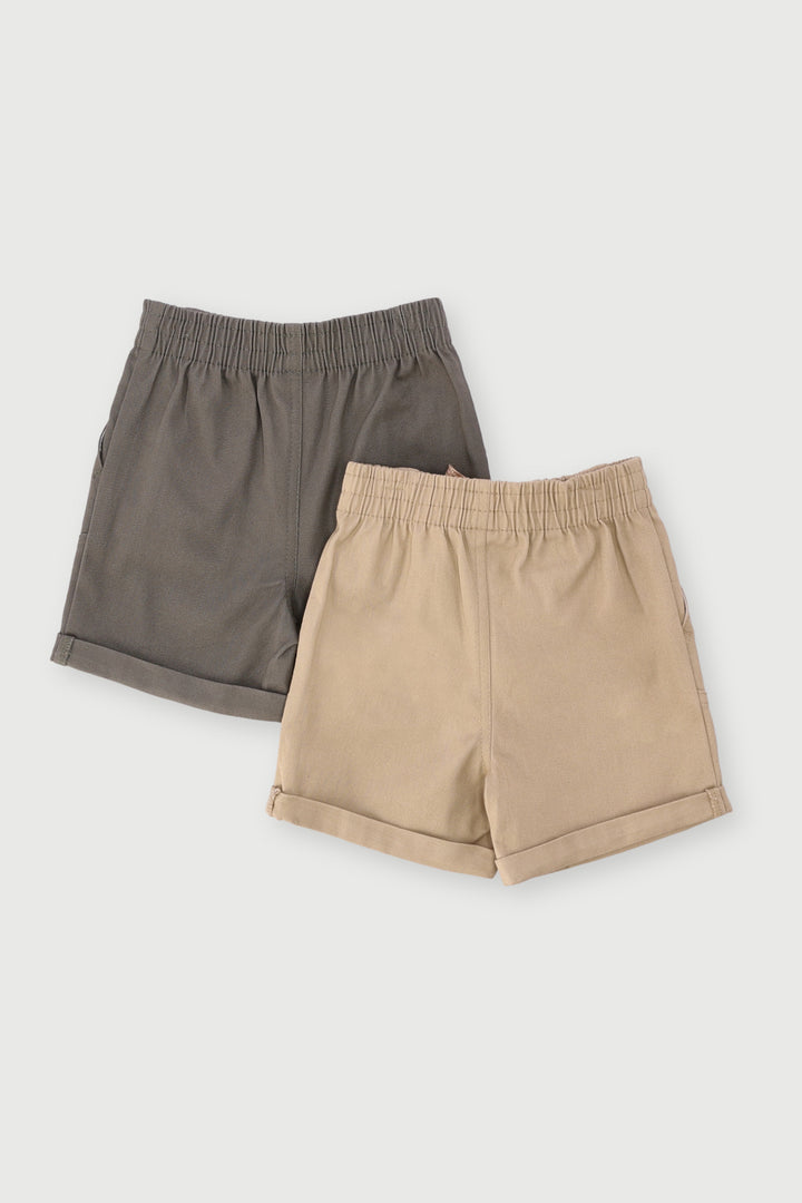 Baby Boys 2 Pack Adventure Twill Short - Stone/Olive
