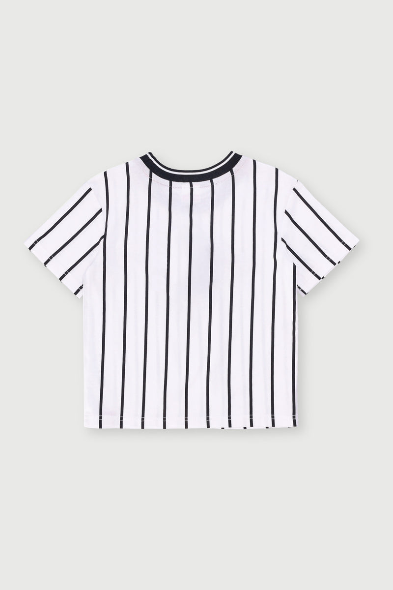 Pre-Boys Striped Spiderman Print Tee - White