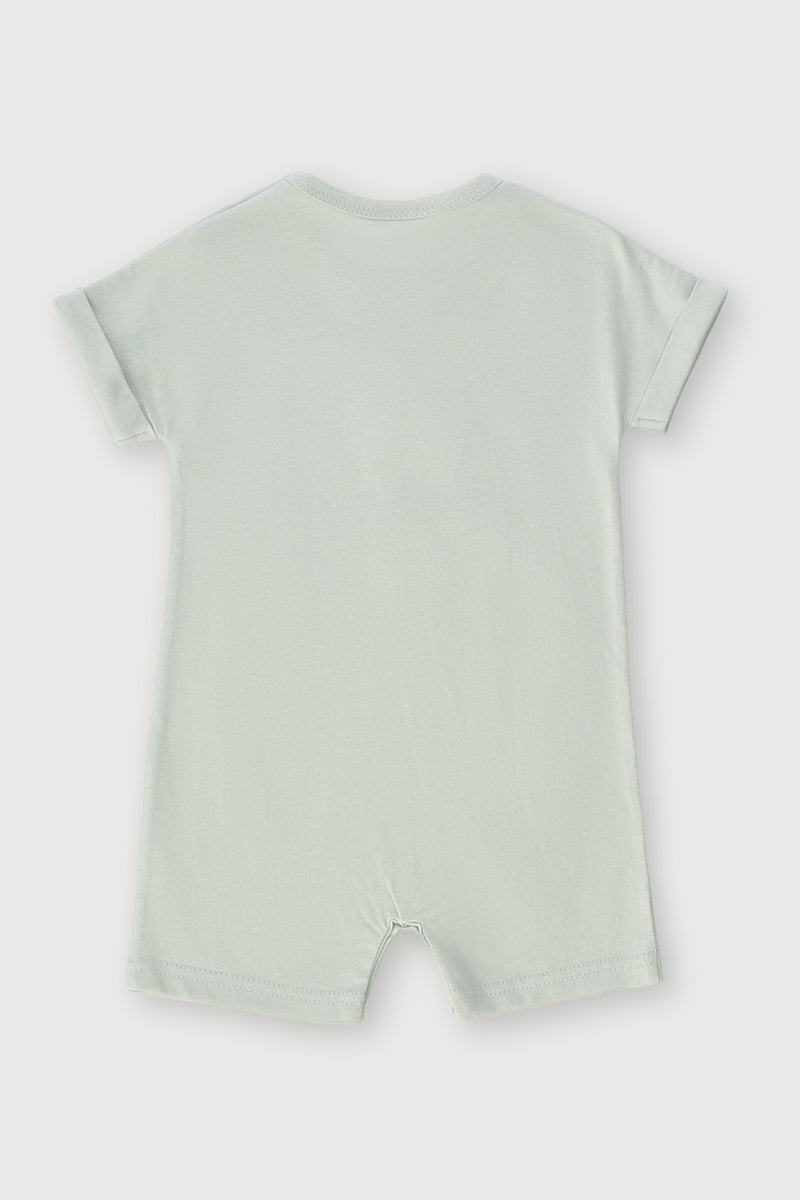 Baby Girls Like Mommy Slogan Romper - Sage