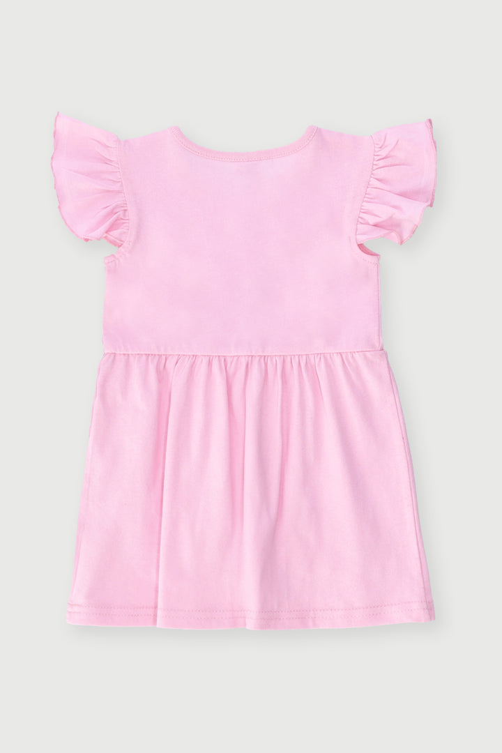 Baby Girls Love Slogan Placment Dress - Pink