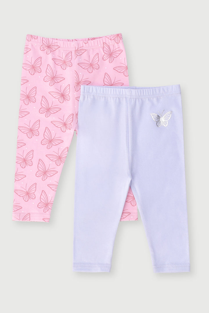 Baby Girls 2 Pack Butterflies Leggings - Multi