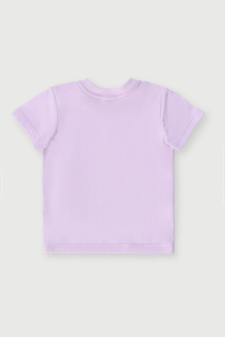 Baby Girls Puff Print Bow Tee - Lilac