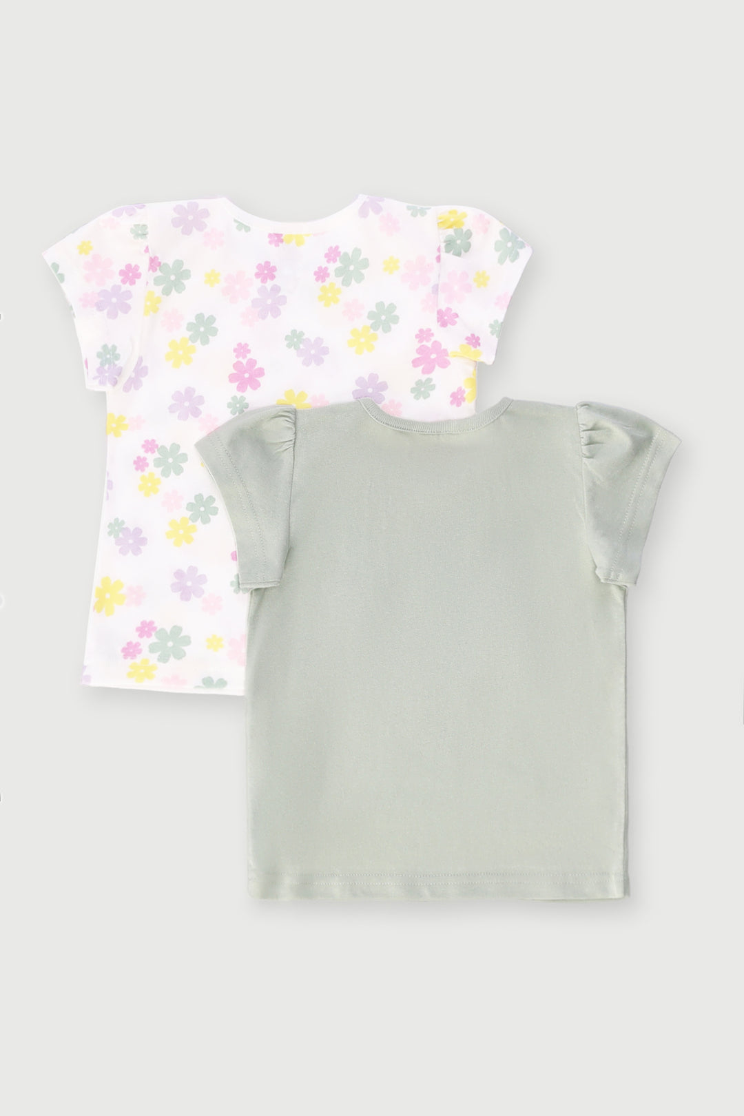 Baby Girls 2 Pack Flower Tee - Sage