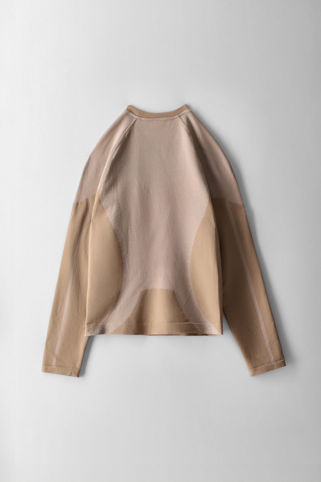 Girls Long Sleeve  2-Tone Athletic Top - Stone