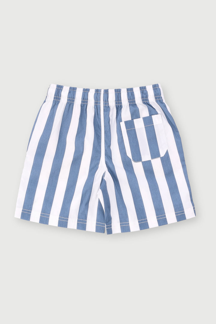 Pre-Boys Striped Woven Shorts - Blue