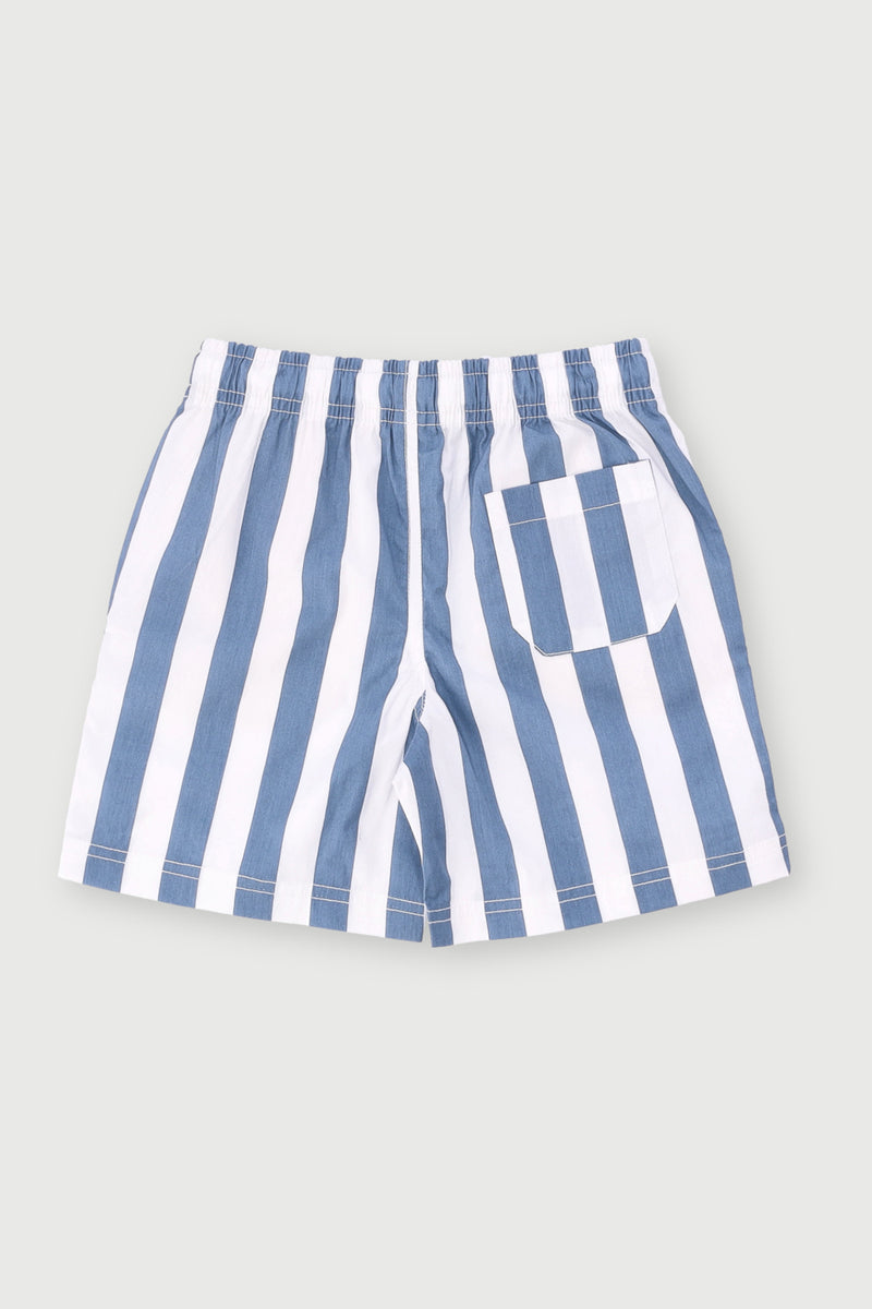 Pre-Boys Striped Woven Shorts - Blue