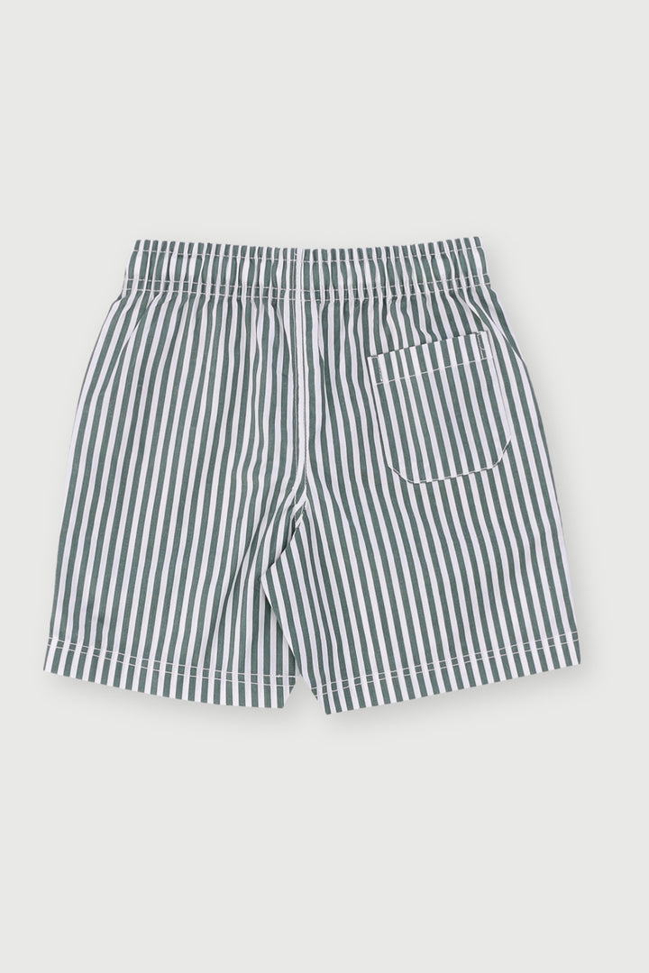 Pre-Boys Striped Woven Shorts - Green
