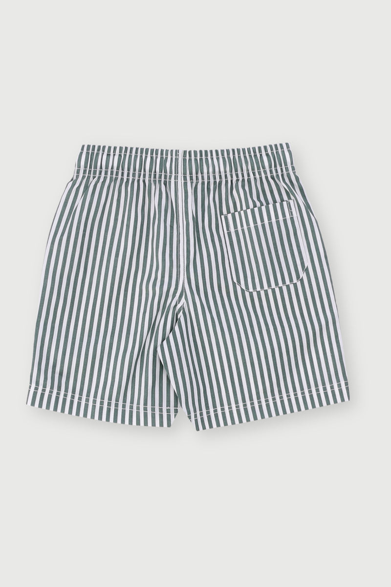 Pre-Boys Striped Woven Shorts - Green