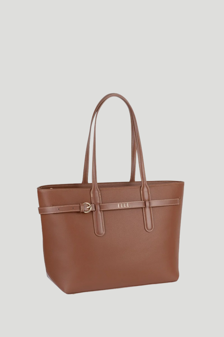 Belt Buckle Tote Bag - Brown