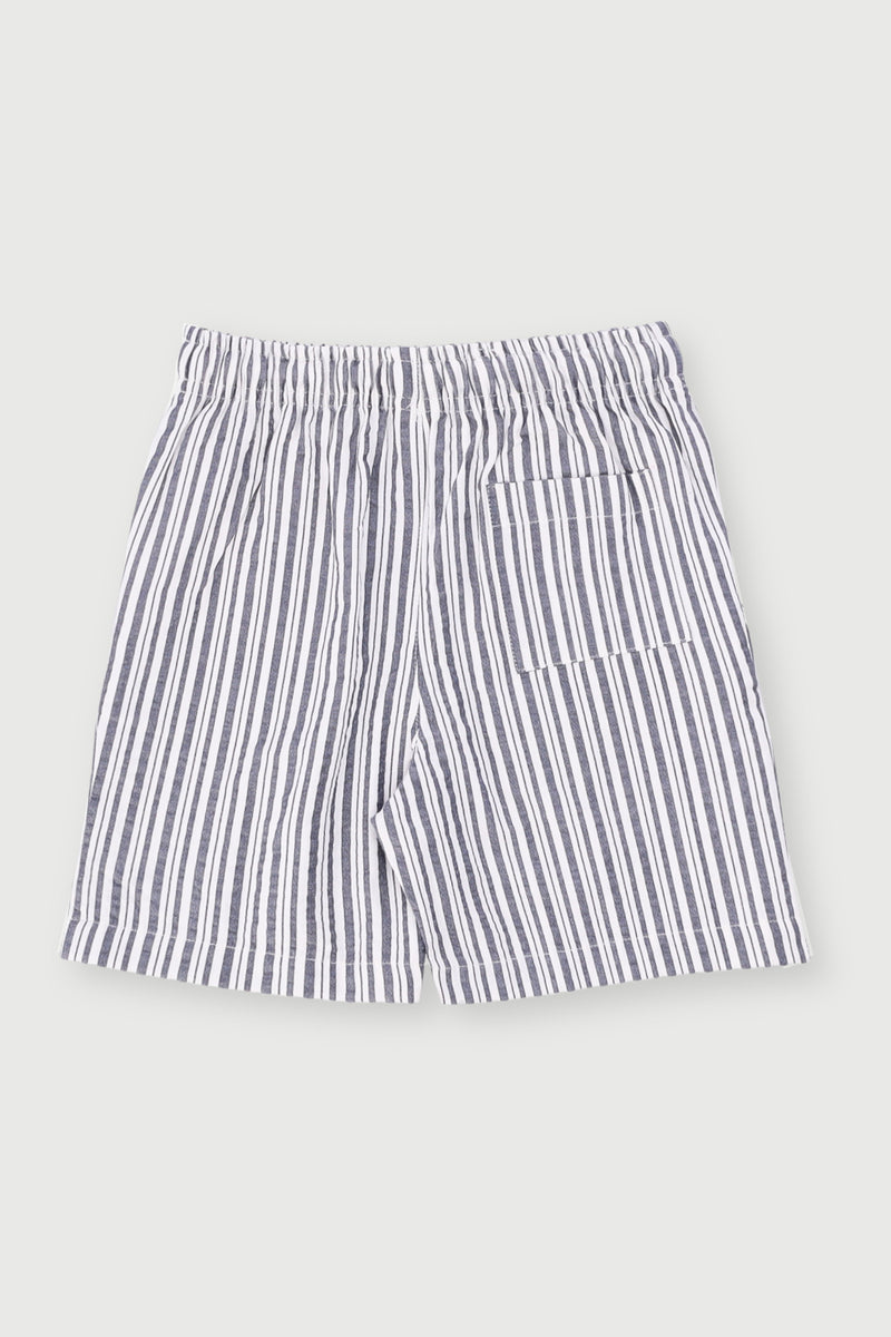 Pre-Boys Seersucker Striped Shorts - Navy