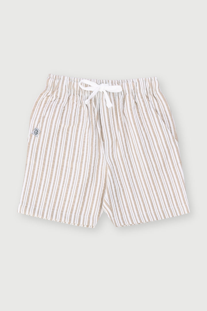 Pre-Boys Seersucker Striped Short - Stone