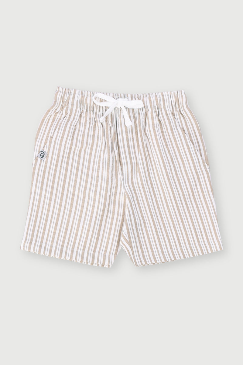 Pre-Boys Seersucker Striped Short - Stone