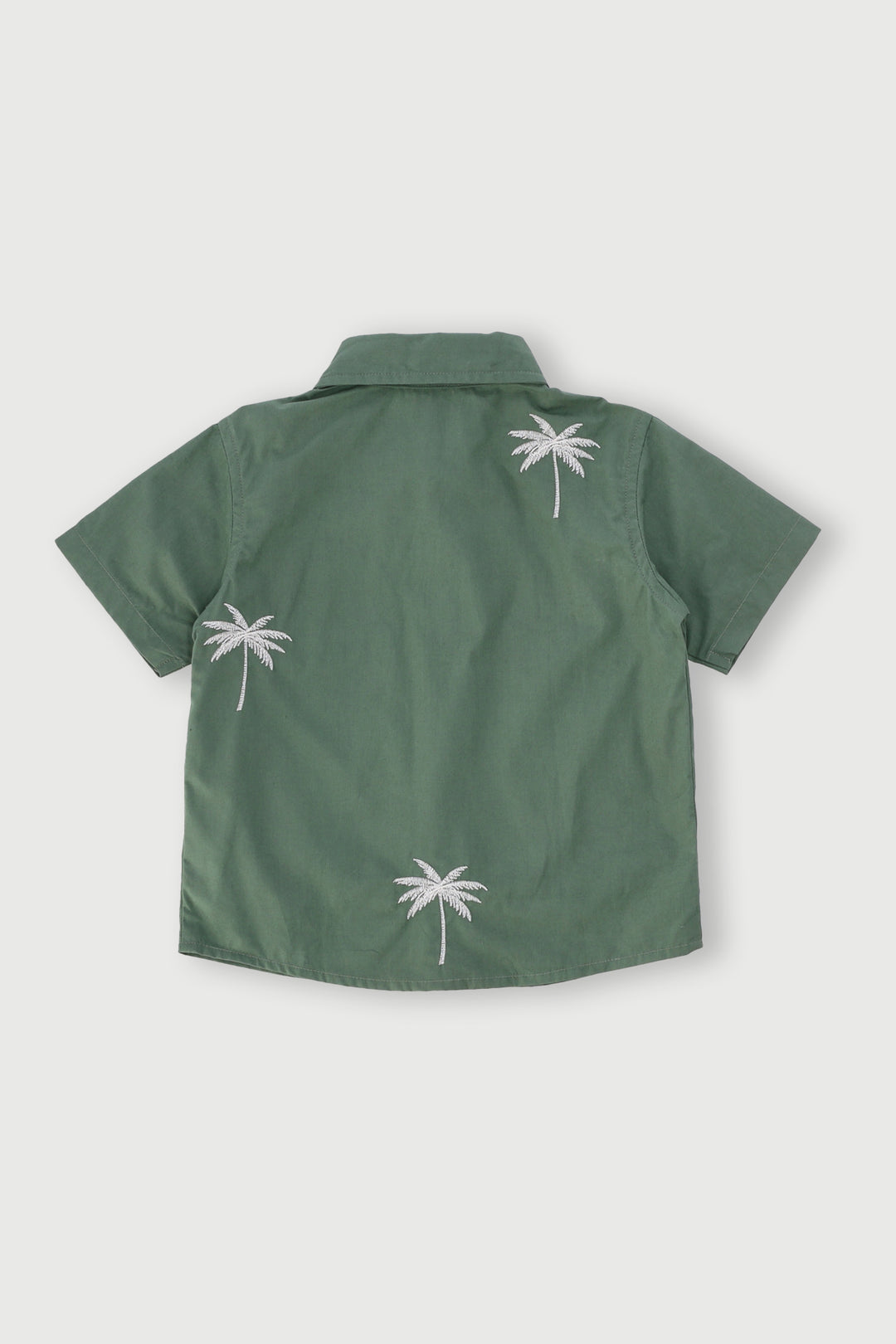 Pre-Boys Palm Embroidery Cotton Shirt - Green