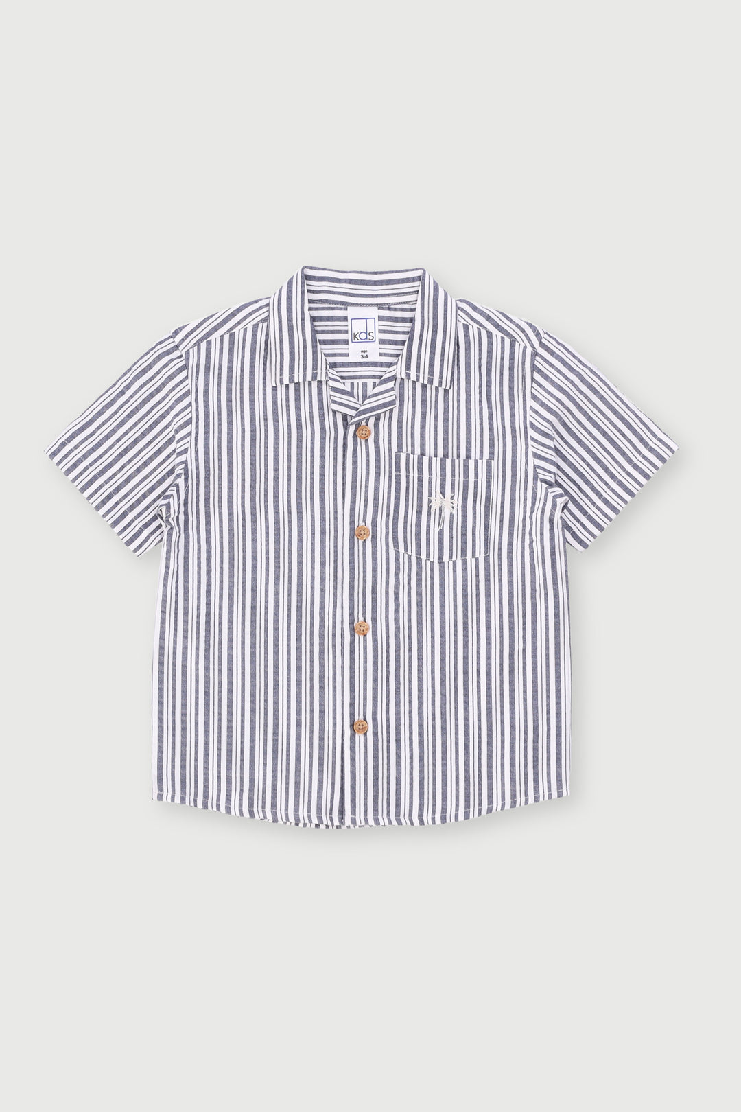 Pre-Boys Seersucker Striped Shirt - Navy