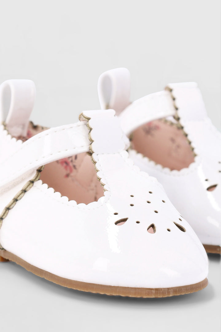Baby Girls Teardrop T-Bar Pump - White