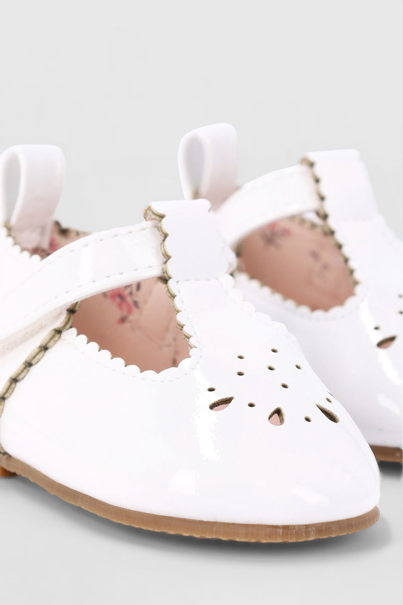Baby Girls Teardrop T-Bar Pump - White