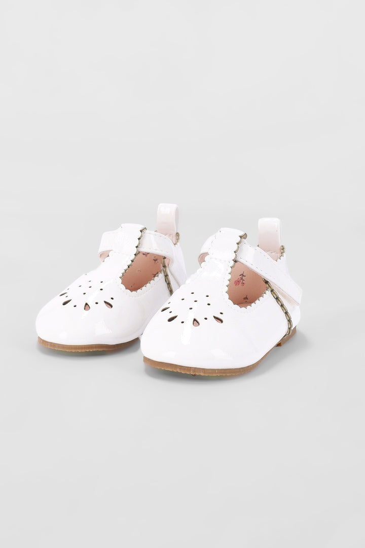 Baby Girls Teardrop T-Bar Pump - White