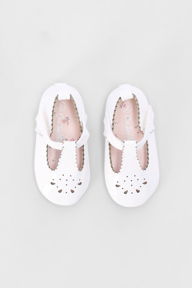 Baby Girls Teardrop T-Bar Pump - White