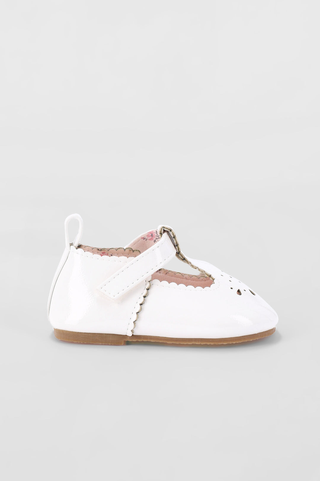 Baby Girls Teardrop T-Bar Pump - White