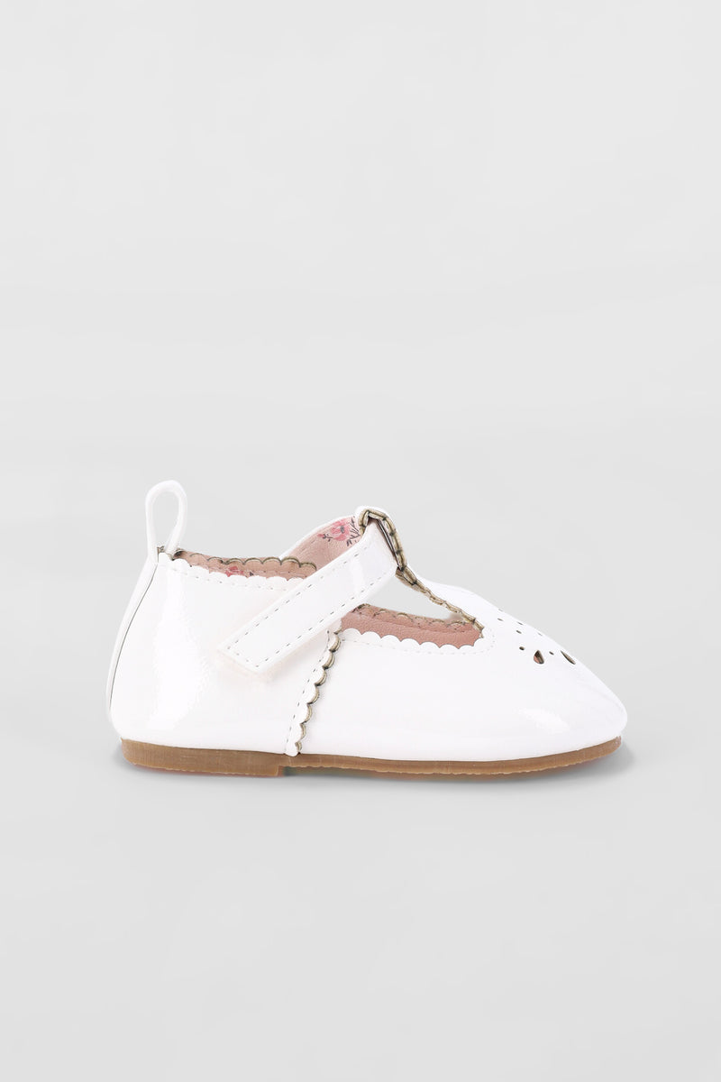 Baby Girls Teardrop T-Bar Pump - White
