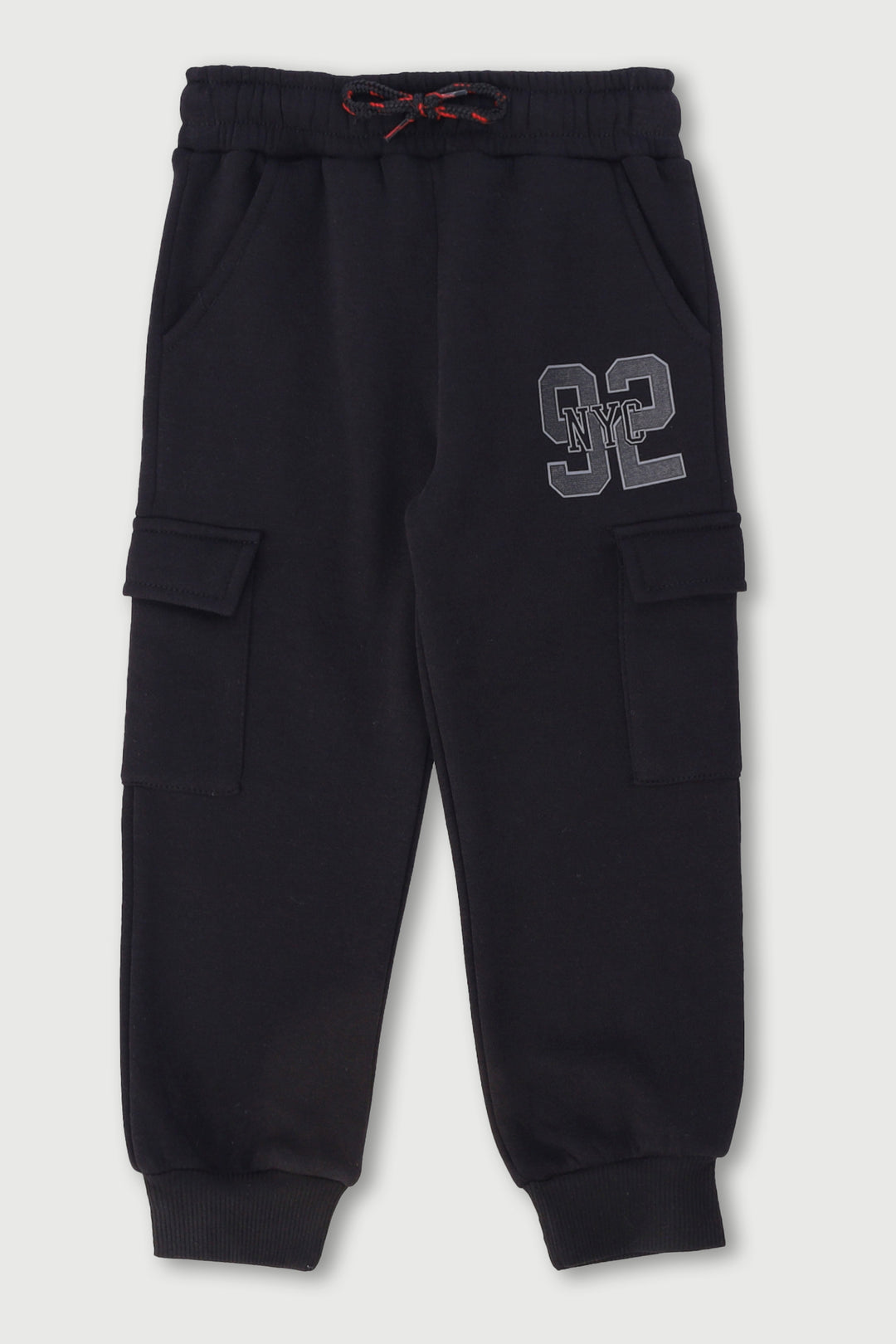 Pre-Boys Cargo Brushed Fleece Sport Jogger - Black