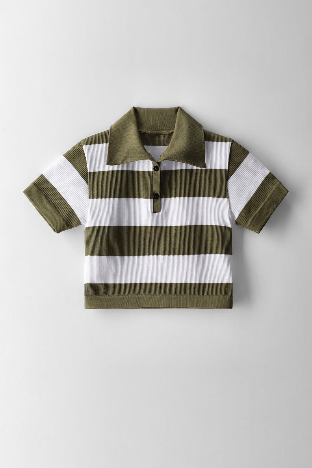 Girls 3 Tone Stripe Seamless J-Collar Top - Multi