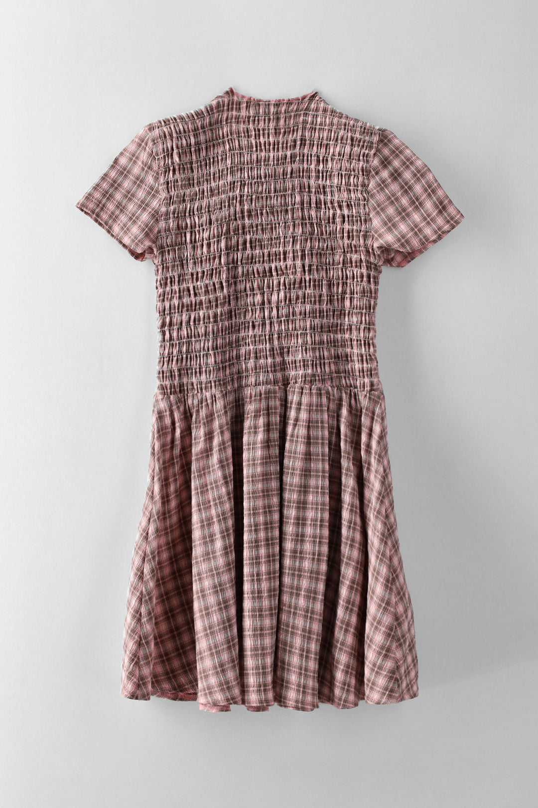 Girls Check Shirred Bodice Fashion Dress - Multi