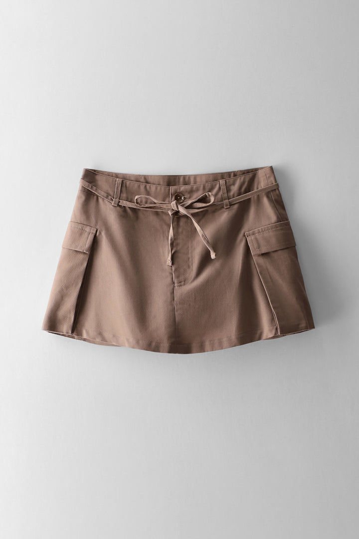 Girls Cargo Pocket Stone Skort - Brown