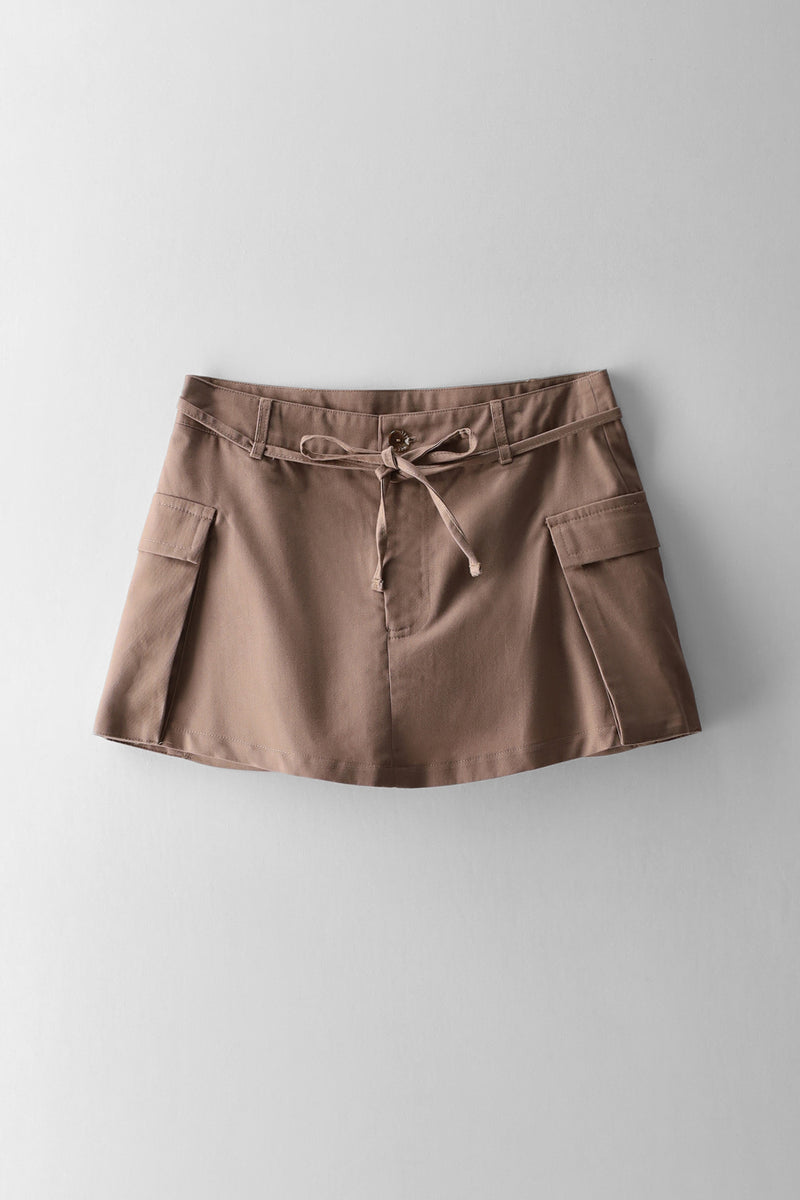 Girls Cargo Pocket Stone Skort - Brown