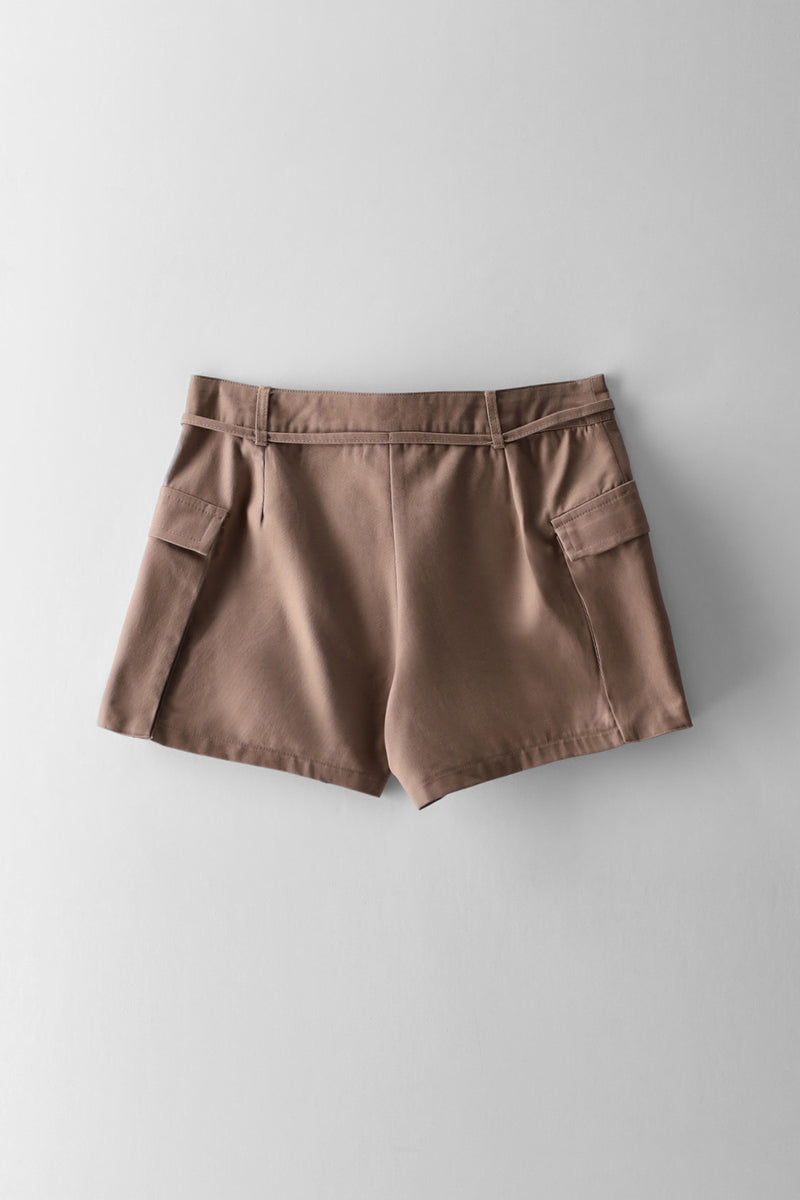 Girls Cargo Pocket Stone Skort - Brown