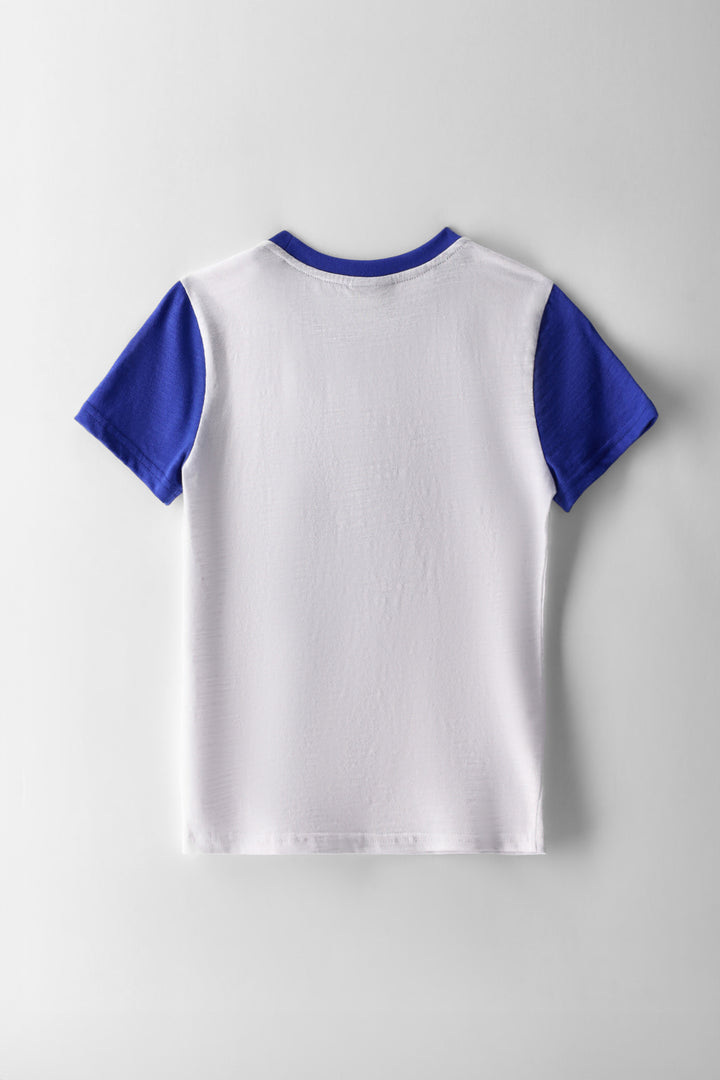 Girls 2Tone County Fitted Tee - White/Blue